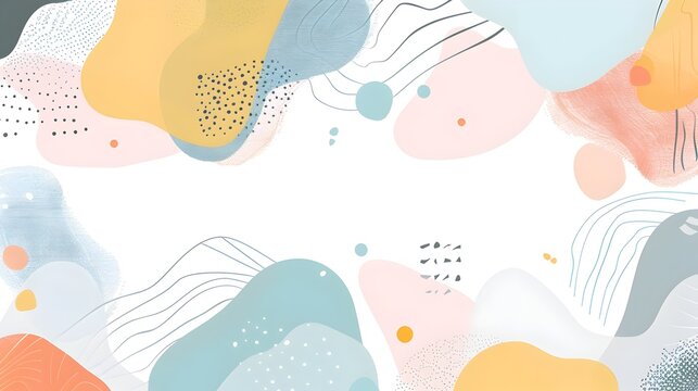 Pastel Hued Abstract Geometric Organic Modular Pattern Template for Versatile Application and Copyspace