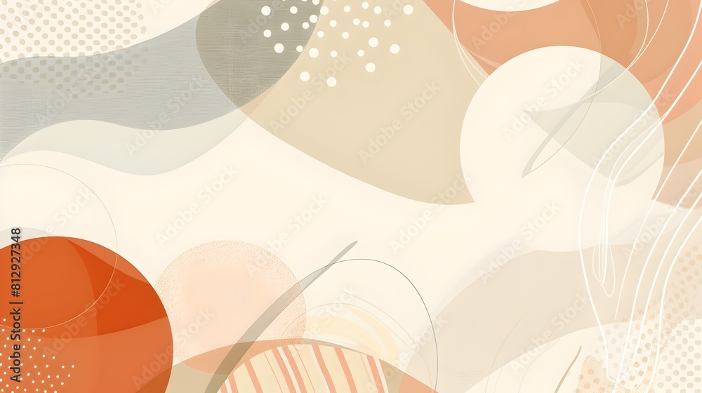 Leinwandbilder Muted Earthy Abstract Organic Shapes Minimalist Geometric Template with Copyspace and Rule of Thirds Composition for Flexible Digital Usage