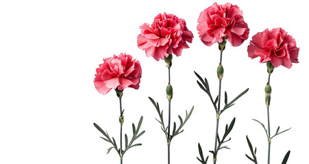 Obraz premium Wallpaper of carnation flowers on a transparent background with copy space for texts