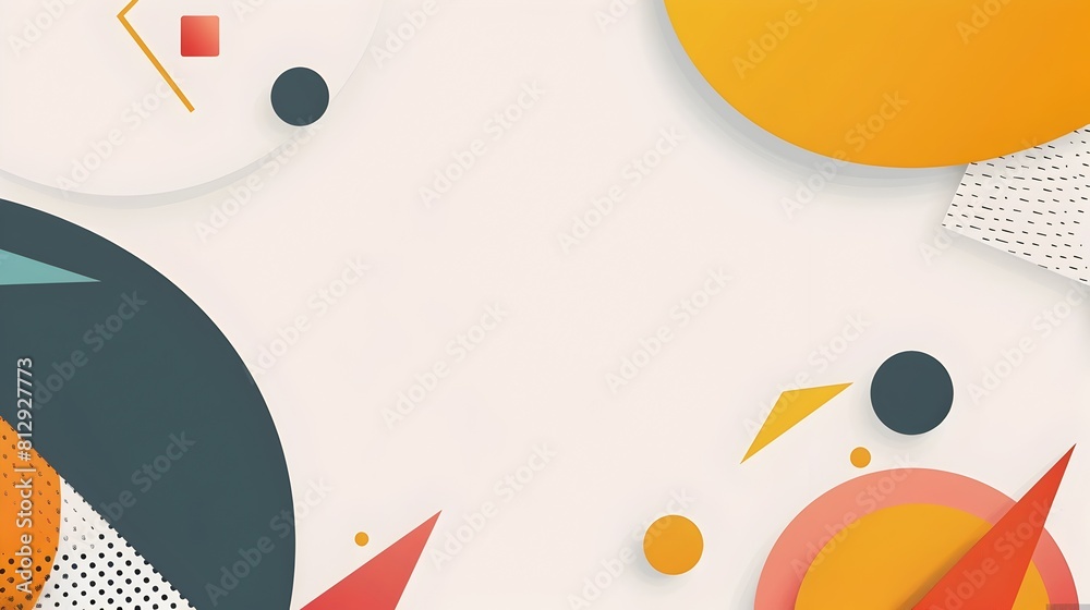 Fototapete minimalist abstract geometric shapes backdrop with ample copyspace and asymmetric composition