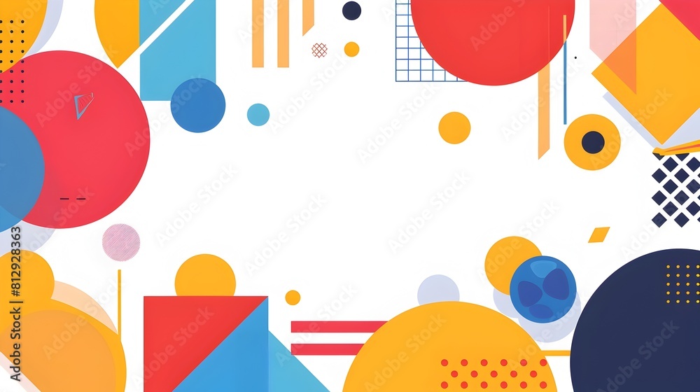 Aufkleber Colorful Overlapping Geometric Patterns with Defined Copyspace on White Background