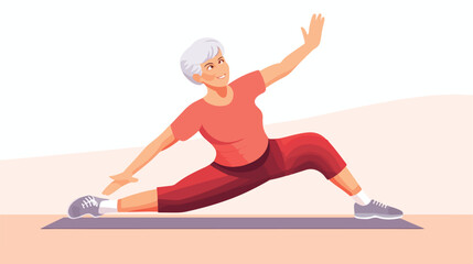illustration of grandmother standing in side plank