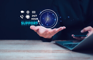 service support Customer purchase product delivery 24 hours a day Business strategy planning superior clock icon model. Same as idea, search, goal, strategy, success business inspiration