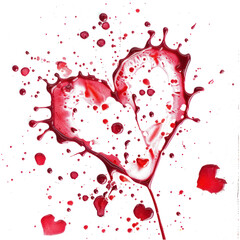 Splash of wine forming a heart  isolate on transparent png.
