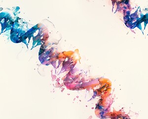 Infuse traditional watercolor techniques into a magnified DNA strand