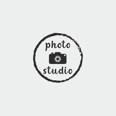 camera photography vintage badge logo minimalist simple vector illustration template icon graphic design