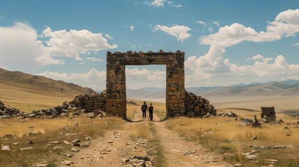 The Orkhon Valley in Mongolia a cultural landscape traversing the steppes home to ancient monuments including Turkish memorials and evidence of severa