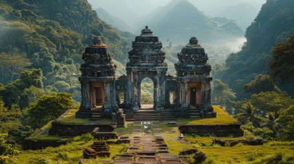 The M�?Sơn ruins in Vietnam remnants of Hindu temples constructed between the 4th and 14th centuries by the Champa Kingdom nestled in a lush valley.