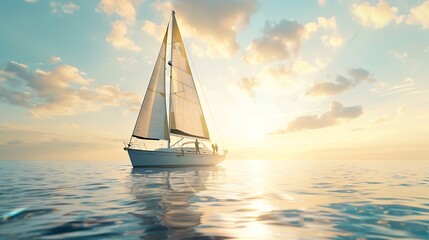 Fototapeta premium Yacht sea and love with a mature couple sailing together on water for holiday vacation or romance Boat ocean and date with a senior man and woman bonding while enjoying a trip on the w : Generative AI