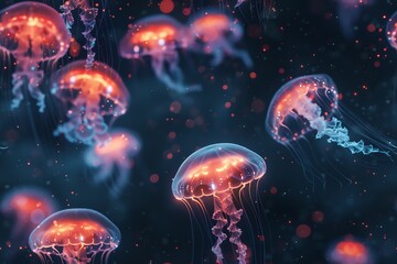 Naklejka premium Craft a captivating scene of tranquility and mystery in the depths using minimalist digital techniques