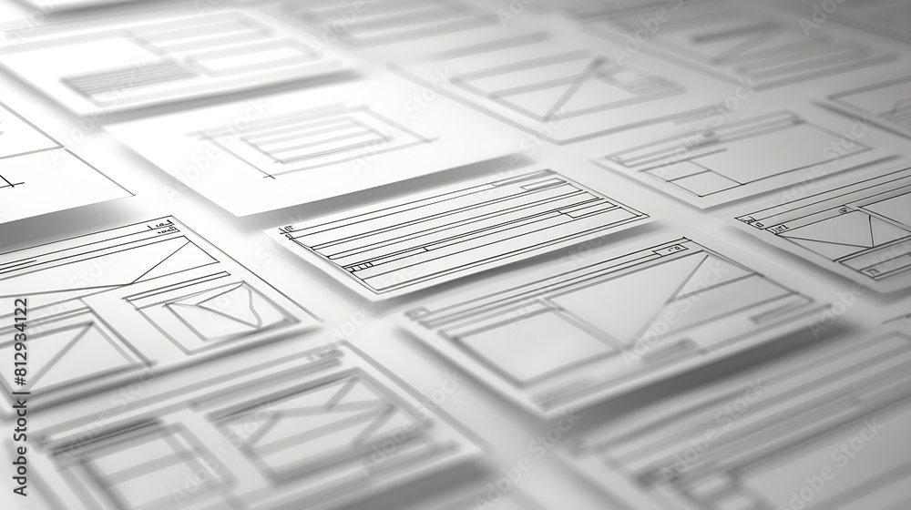 Aufkleber BW Website Design Wireframe Examples Of Web And Mobile Wireframe Sketches Printable : Generative AI