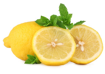 Lemon and slices isolated on a white background