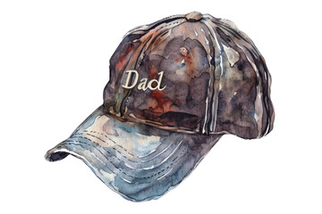 A worn out hat with the word dad on it, father's day , clipart, isolate on white background.