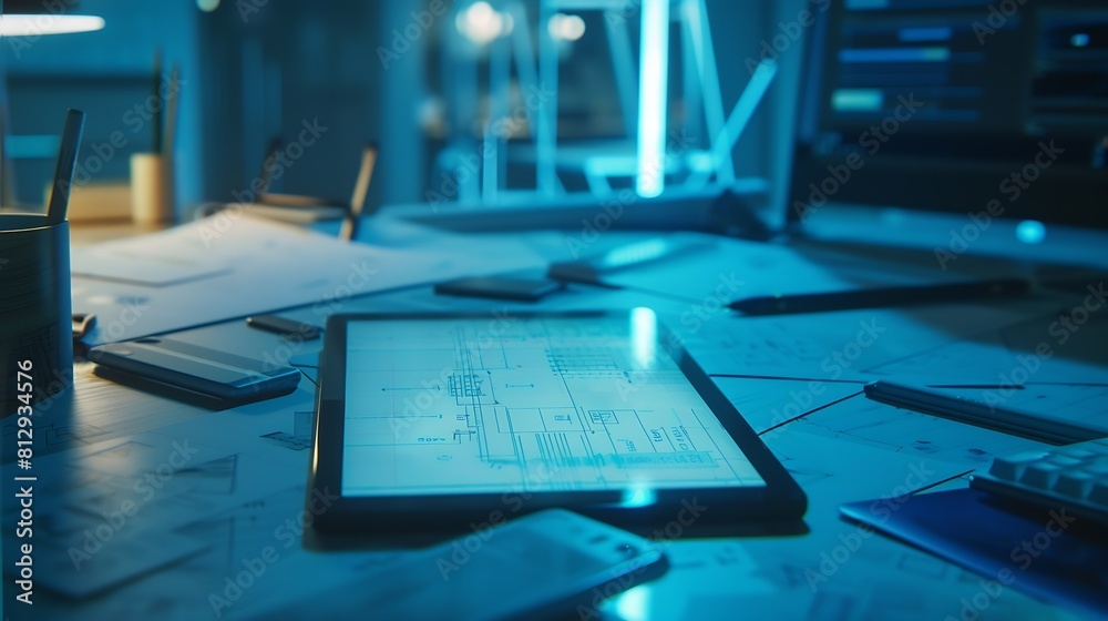 Fototapete ux Graphic designer creative  sketch planning application process development prototype wireframe for web mobile phone  User experience concept : Generative AI