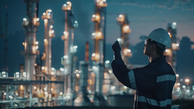 Engineer is designing oil refinery layout : Generative AI