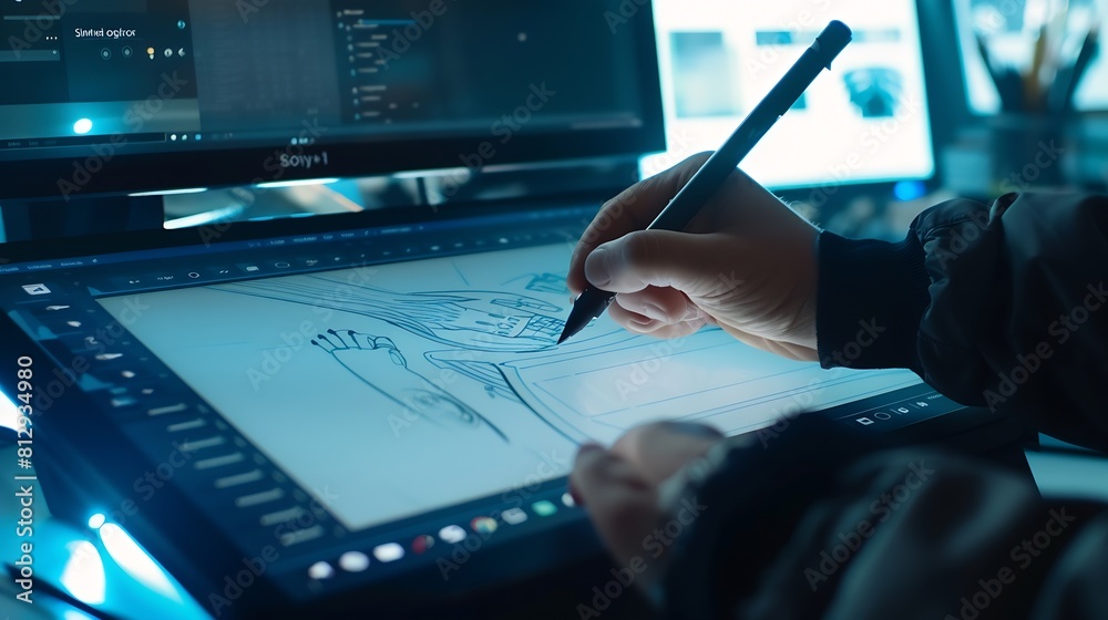 Poster Designers drawing website ux app development User experience concept : Generative AI