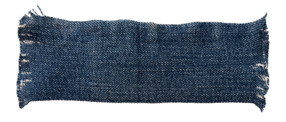Piece of torn denim on a white background. Denim texture