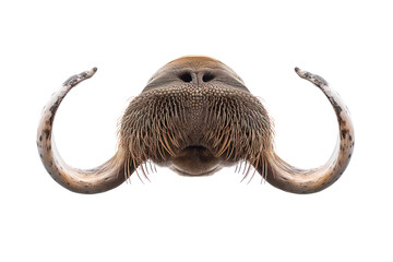 Obraz premium A close up of a large animal's face with a large horn on the left side, father's day , clipart, isolate on white background.