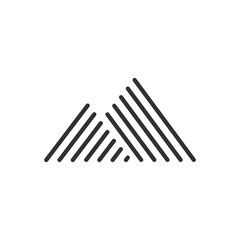 Mountains logo, linear icon. Line with editable stroke