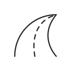 Road with a turn, linear icon. Line with editable stroke