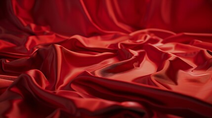 Obraz premium Product placement Bright red silky fabric with shiny waves and a round stage for product placement creative product display backdrop Luxury product placement scene : Generative AI