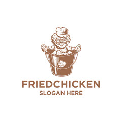 Fried chicken restaurant logo vector illustration
