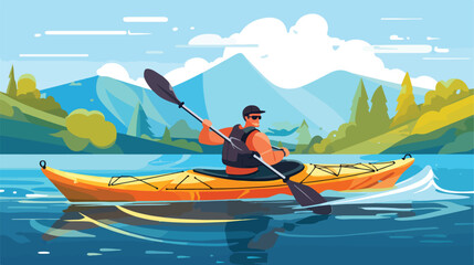 Kayaking active water sports vacation banner design