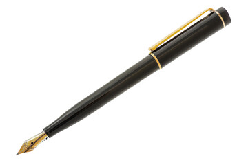 Naklejka premium A black pen with gold trim sits on a white background, father's day , clipart, isolate on white background.