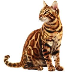Bengal Cat, isolated on white background, perfect for PNG diecut