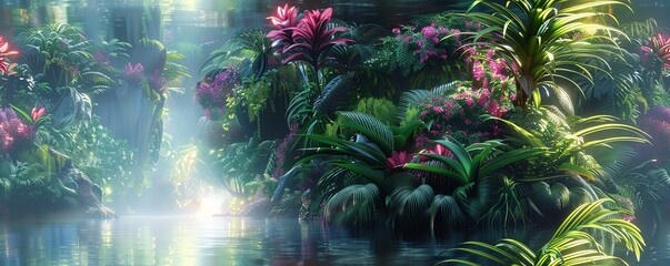 Capture attention with a futuristic jungle scene in a sleek