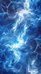 Obraz premium Abstract fractal patterns resembling lightning, illustrated in electric blue and white, offering a dynamic, powerful background with a luxurious feel