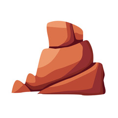 Desert rock boulder stack vector illustration, red brown desert stone image, orange rock canyon clip art