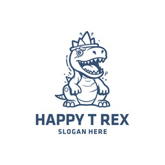 Happy t-rex logo vector illustration