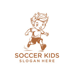 Soccer kid, mascot logo vector illustration