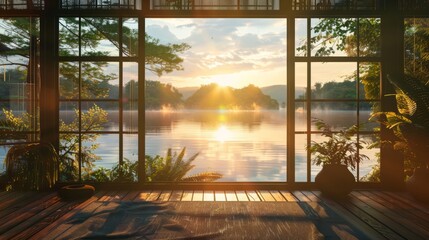 sunset over the river