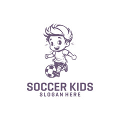 Soccer kid, mascot logo vector illustration