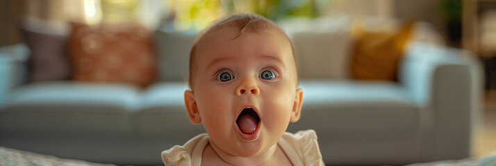 Obraz premium An innocent baby is playing in the house.