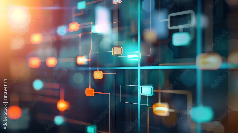Aufkleber Business process and workflow automation with flowchart Organization chart with hierarchy structure of teams and employees in company Business and technology concept : Generative AI