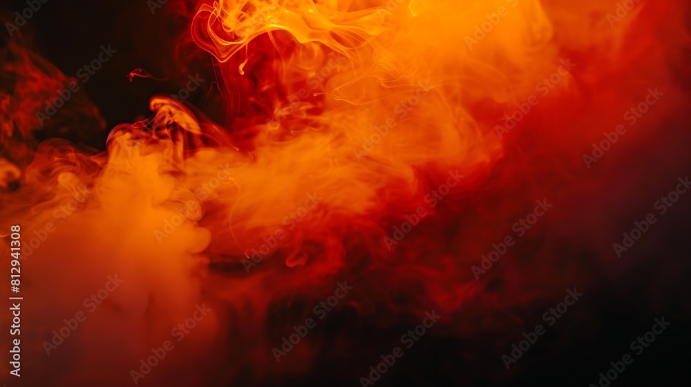 Poster orange and red steam on a black background copy space : generative ai