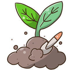 A green life young tree pushes through soil, symbolizing the start of new plant life illustration, investment for future. sustainable ecology