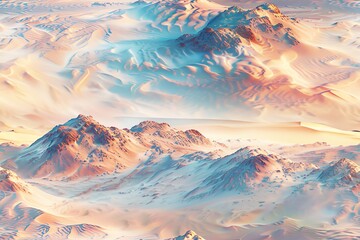 Create a surreal desert landscape from a birds-eye view