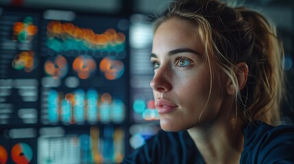 High-definition sports analytics monitor displaying comprehensive data on athlete performance and recovery metrics, portrayed hyperrealistically with detailed charts and interactive models.