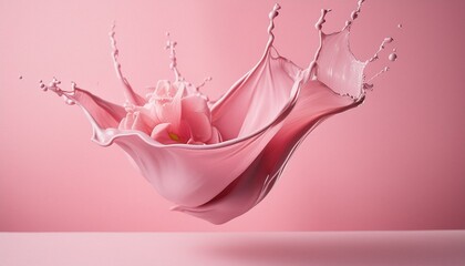 close-up of pink motion splash on light pink