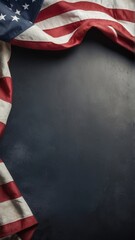Dynamic Dark of Unique USA Flag for Memorial Days Background Suitable for Graphic Resources Banner. Copy Space