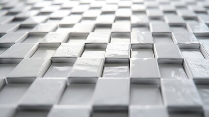 Close up Modern floor abstract white concrete tile wall background and texture Abstract background or seamless pattern of tiles in white and gray colors Square ceramic mosaic cube patt : Generative AI