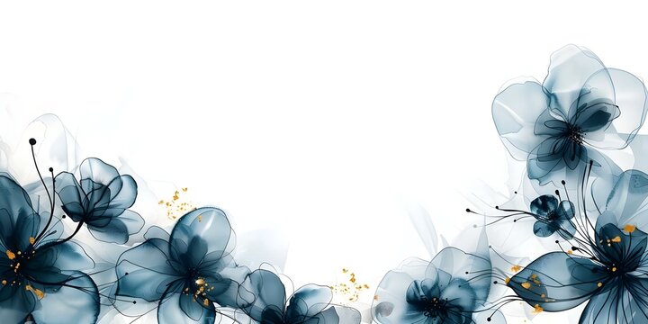 Watercolor navy blue and gold floral design elements for wedding stationary. Concept Wedding Invitations, Floral Design, Navy and Gold Theme, Watercolor Elements