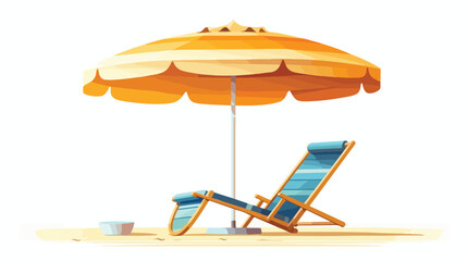 Logo template with beach umbrella and sun bathing l