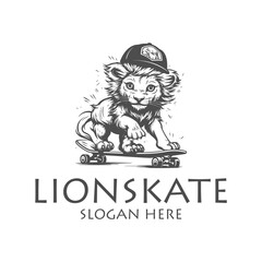 Lion skate, esport mascot logo vector illustration