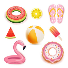 summer beach elements. Vector illustration