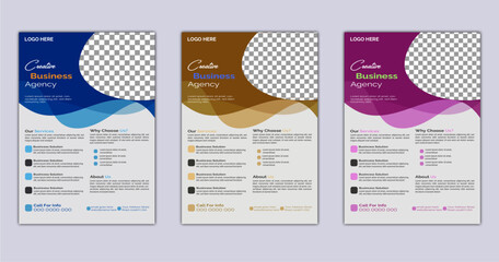 Corporate business flyer template design, vector template in A4 size, cover modern layout, colorful triangles